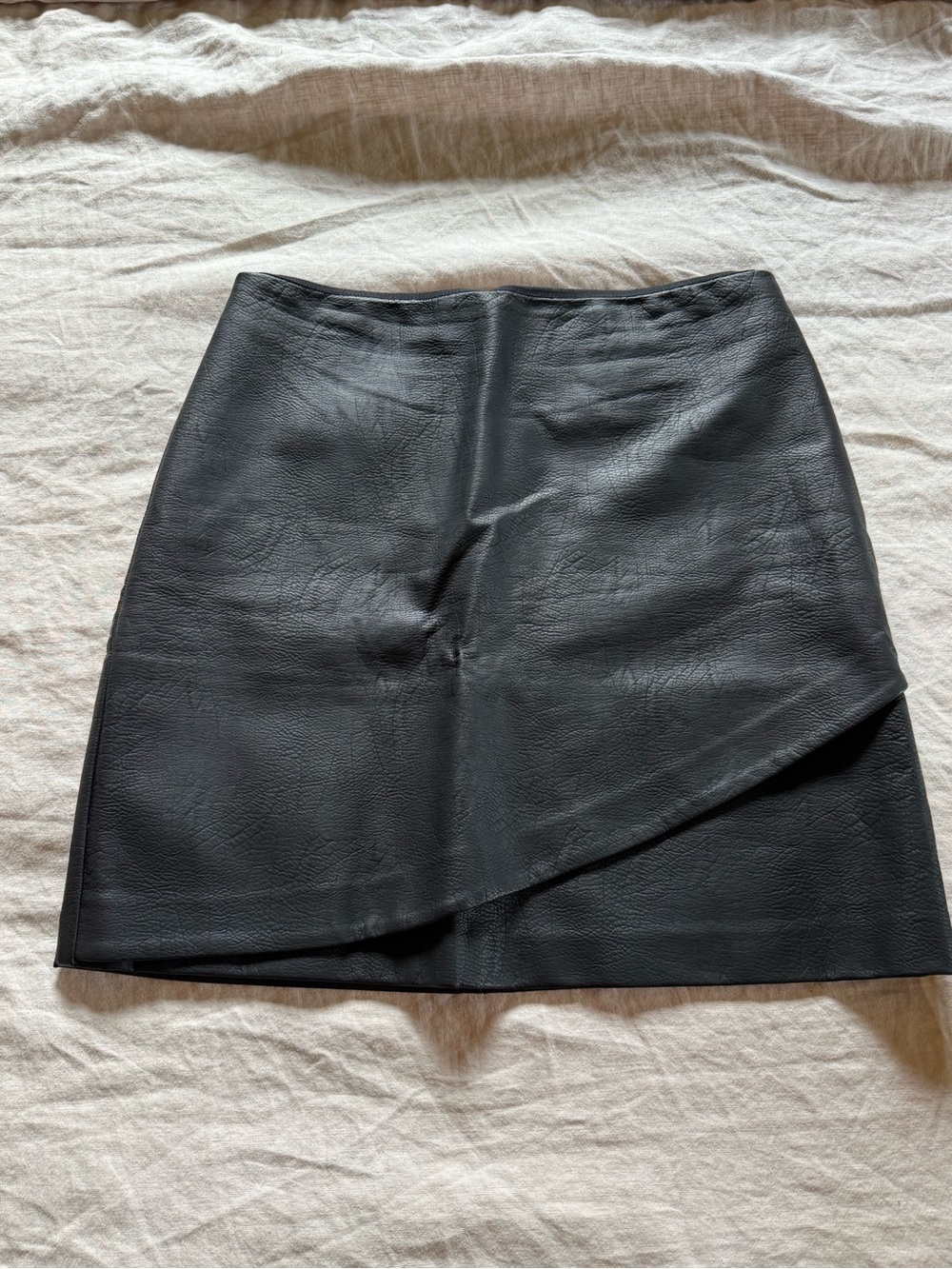 Club Monaco Black Faux Leather Asymmetrical Mini Skirt